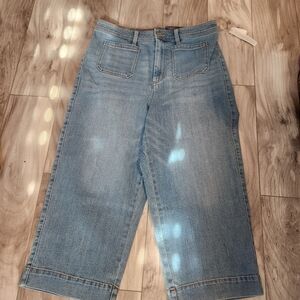 Nwt Talbots High Waist Wide Crop Denim Jeans size 12 Petite